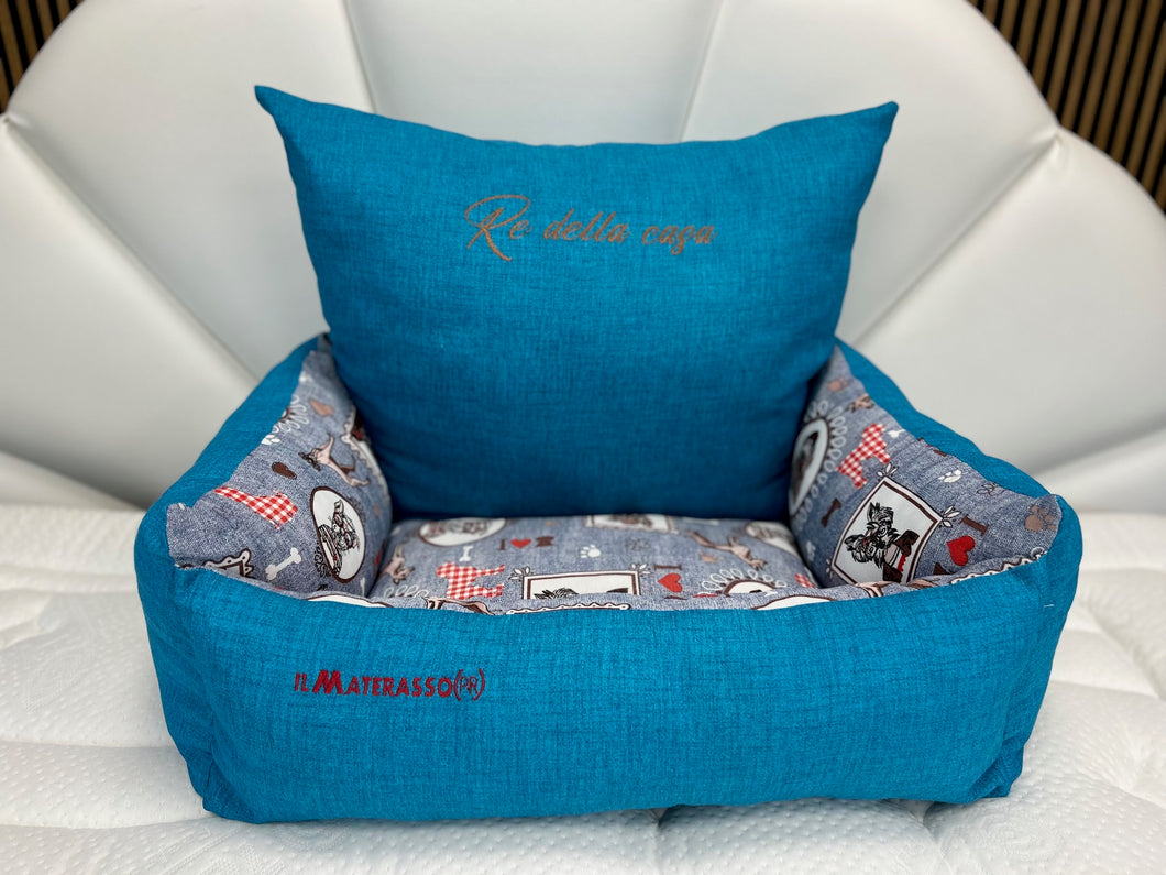 cuccia/ poltrona per cani e gatti tessuto esterno 70% cotone lav e sfoderabile