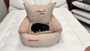 cuccia/ poltrona per cani e gatti tessuto esterno 70% cotone lav e sfoderabile